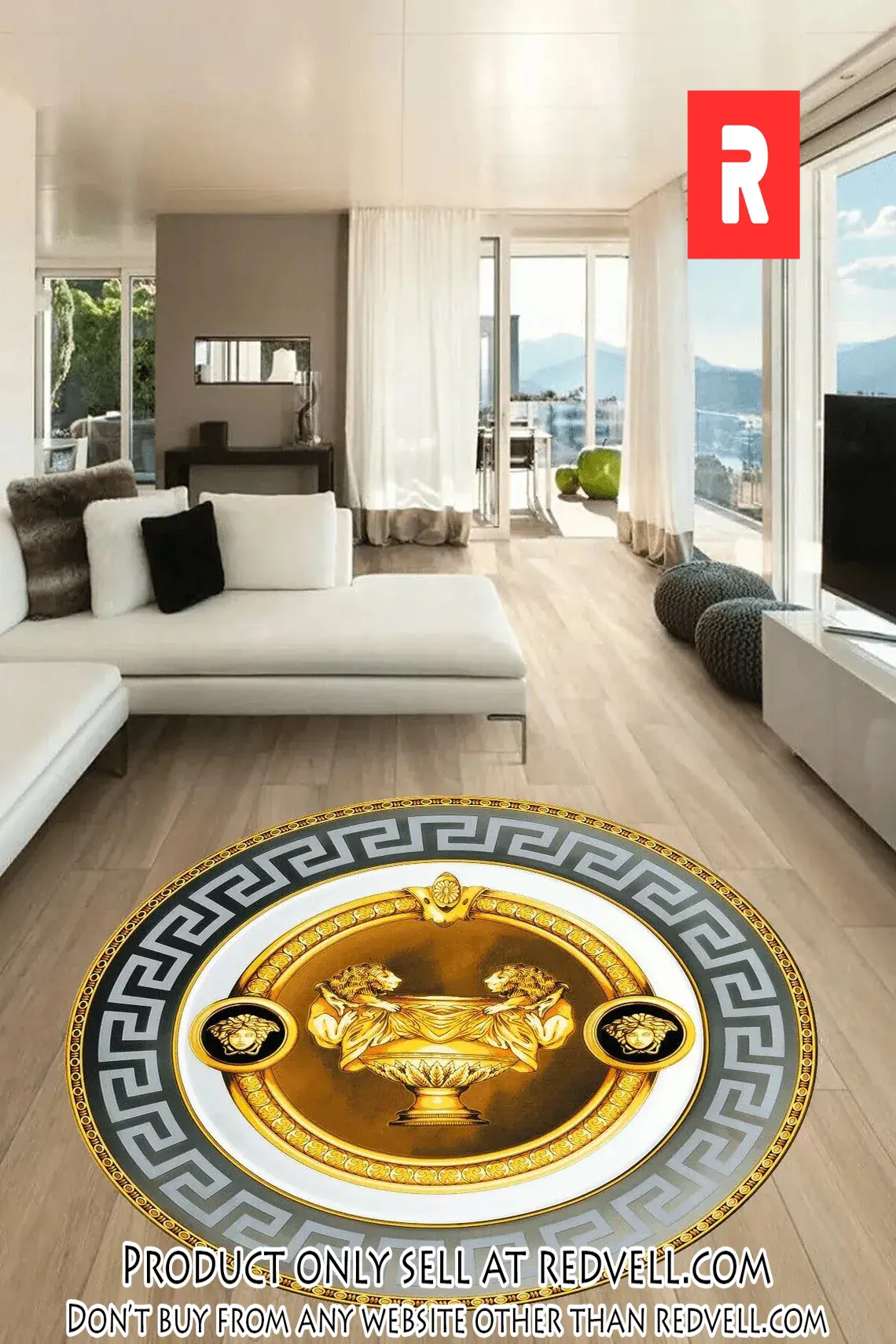 Versace medusa round rug carpet luxury brand fashion home decor rv4517698